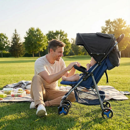 Baby Stroller Sun Shade Umbrella Stroller Canopy Replacement Retractable Stroller Replacement Parts Shade for Pram Pushchair Buggy Parasol Sun with Mesh Window Pocket Adjustable