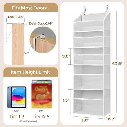 6-in-1 Over Door Hanging Organizer with 12 Mesh Pockets, 44 lbs Capacity, Light Brown – Versatile Behind Door Storage for Baby Nursery, Newborn Essentials, Bedroom, Bathroom & Dorm