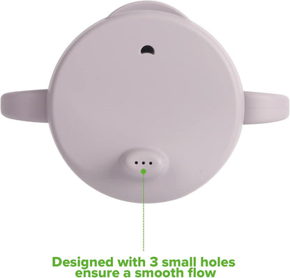 Silicone Sip-N-Snack Cup, Drop-proof Toddlers Sippy Cup & Snack Container 2-in-1, BPA Free Food Grade Silicone Cup for Baby 6 Months+, 9 Ounce (Grey)