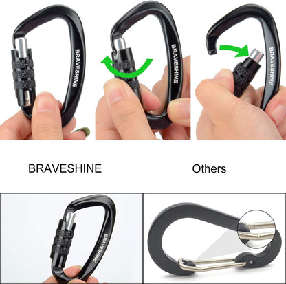 Heavy Duty Carabiner Clips 12KN Aluminum D Ring Keyring Caribeaner Hooks