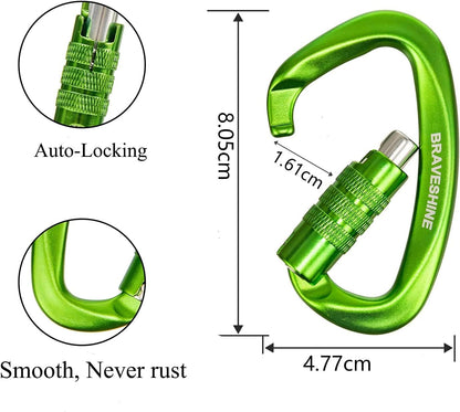 Heavy Duty Carabiner Clips 12KN Aluminum D Ring Keyring Caribeaner Hooks