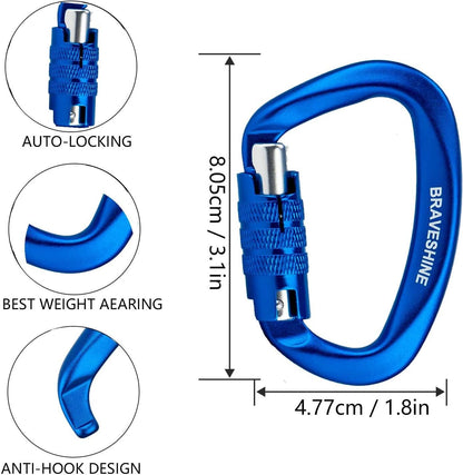 Heavy Duty Carabiner Clips 12KN Aluminum D Ring Keyring Caribeaner Hooks