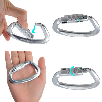 Heavy Duty Carabiner Clips 12KN Aluminum D Ring Keyring Caribeaner Hooks