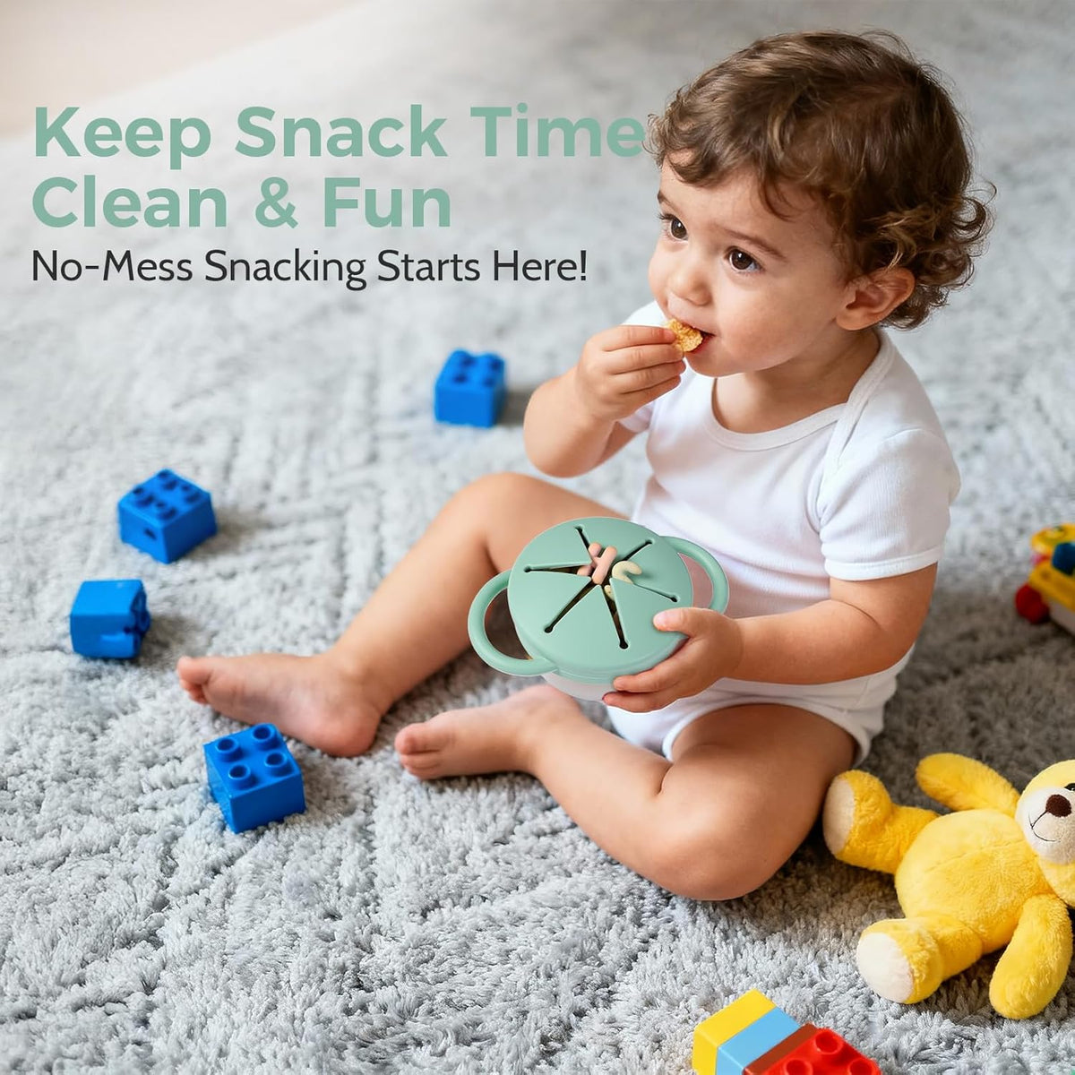 2 Pack Stainless Steel Spill Proof Snack Cup for Baby Toddlers Kids, with Silicone Food Catcher, Travel Lid, Spill-Proof Bowl Containers, Toddlers Essentials, Non Toxic BPA Free
