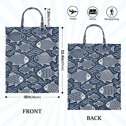 Fish Blue Waterproof Travel Laundry Bag Washable Pack of 2