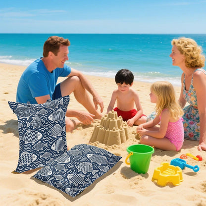 Fish Blue Waterproof Travel Laundry Bag Washable Pack of 2