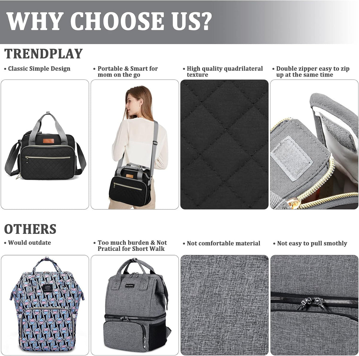 Small Diaper Bag Tote for Girls Baby Nappy Bag - Travel&Outdoor Stroller Organizer Cute Diaper Maternity Bag for Mom Daddy
