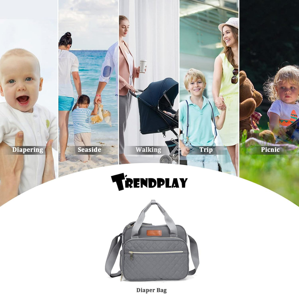 Small Diaper Bag Tote for Girls Baby Nappy Bag - Travel&Outdoor Stroller Organizer Cute Diaper Maternity Bag for Mom Daddy