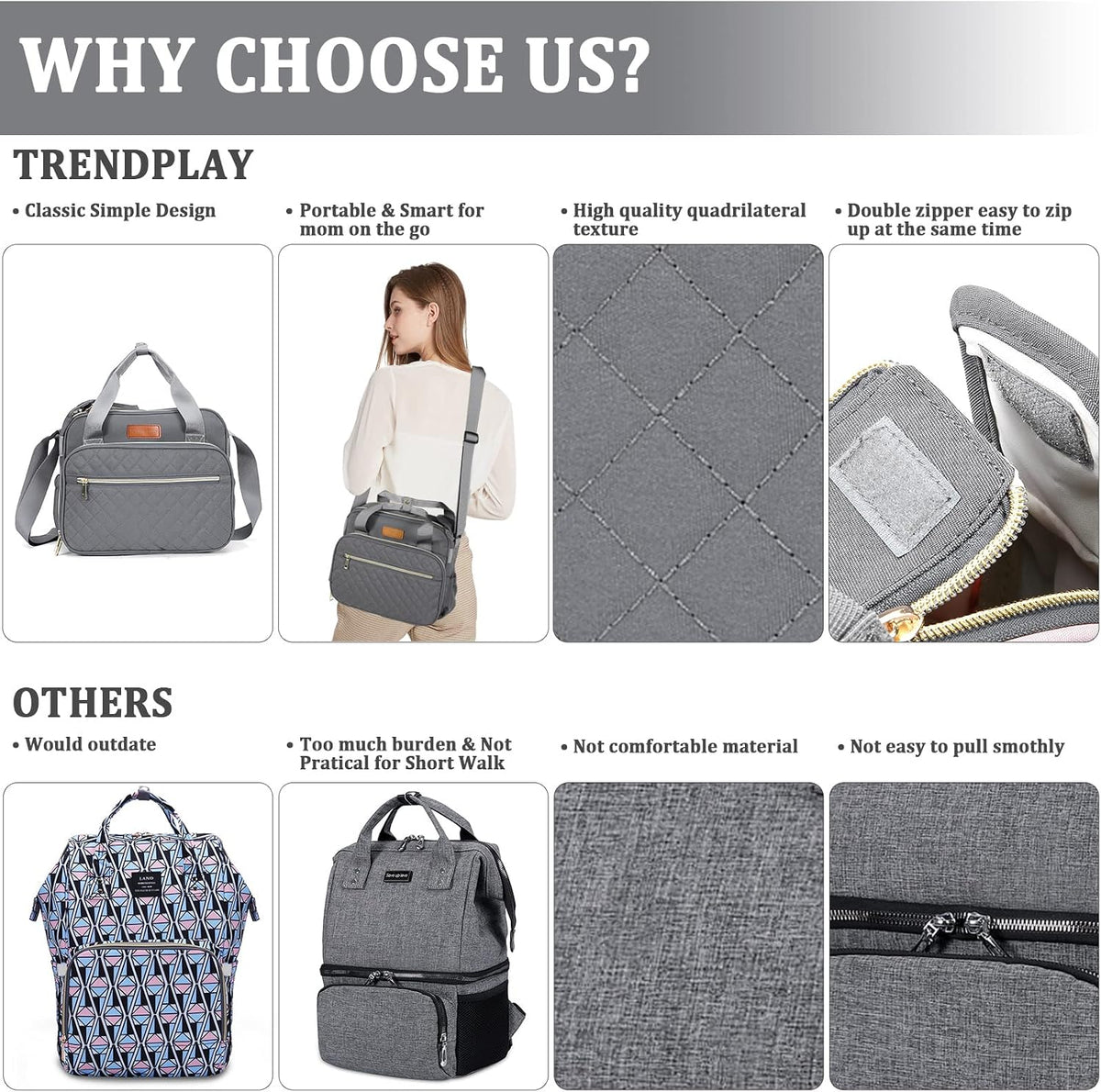 Small Diaper Bag Tote for Girls Baby Nappy Bag - Travel&Outdoor Stroller Organizer Cute Diaper Maternity Bag for Mom Daddy