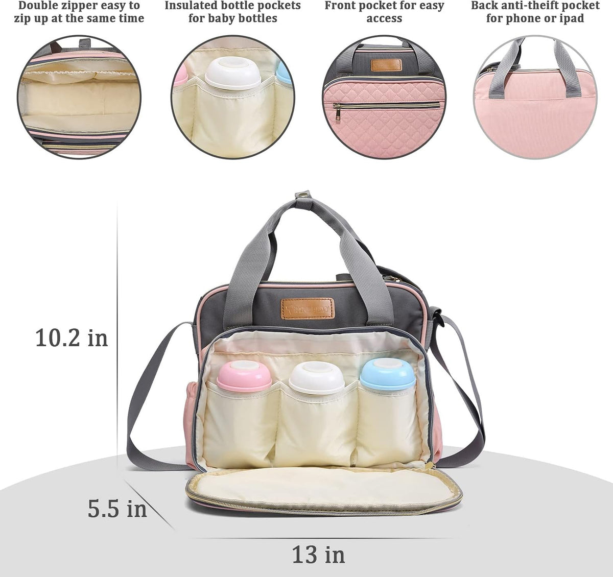 Small Diaper Bag Tote for Girls Baby Nappy Bag - Travel&Outdoor Stroller Organizer Cute Diaper Maternity Bag for Mom Daddy