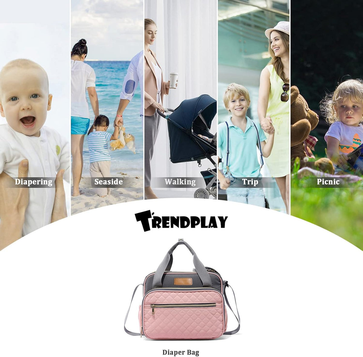 Small Diaper Bag Tote for Girls Baby Nappy Bag - Travel&Outdoor Stroller Organizer Cute Diaper Maternity Bag for Mom Daddy
