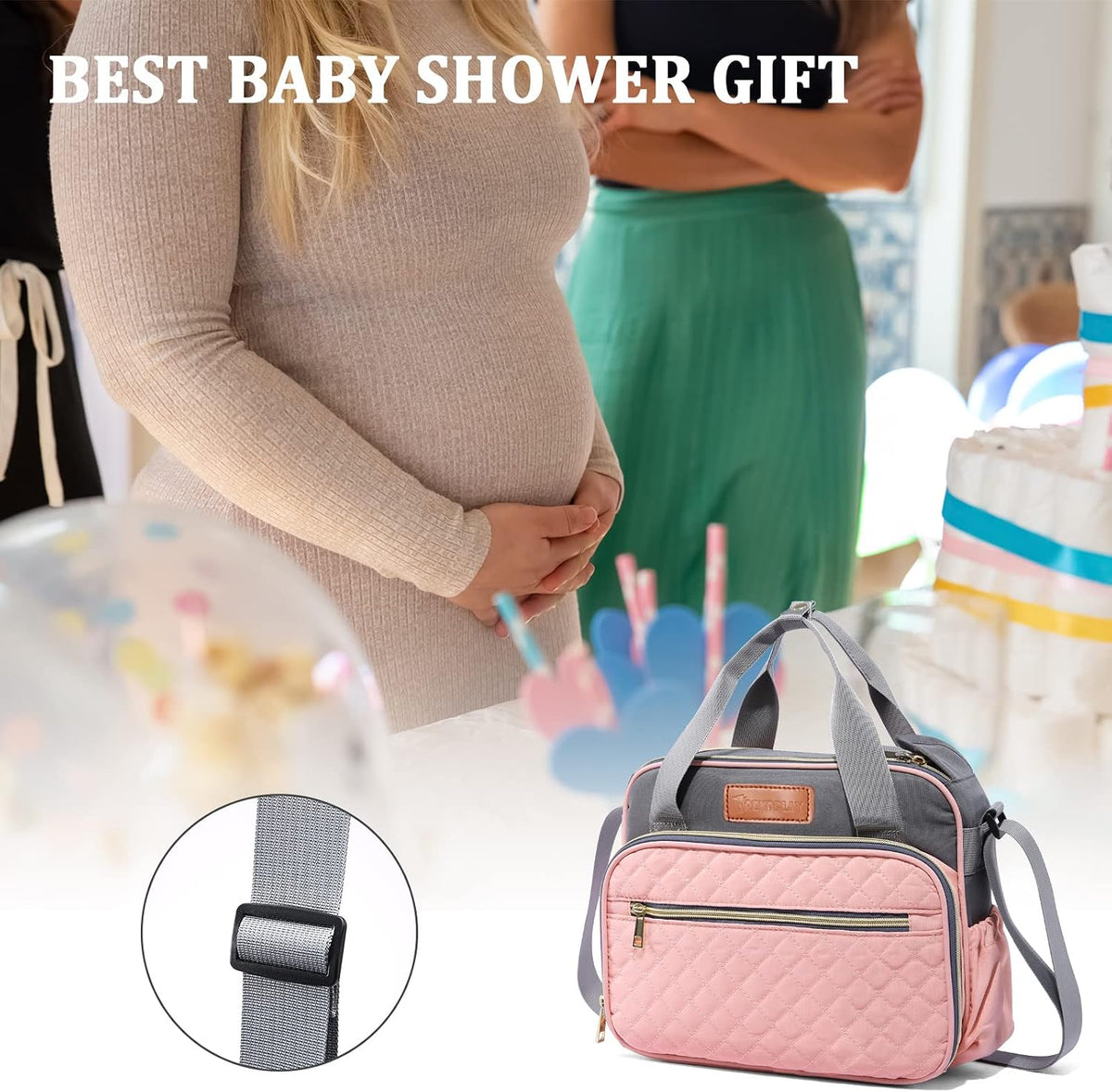 Small Diaper Bag Tote for Girls Baby Nappy Bag - Travel&Outdoor Stroller Organizer Cute Diaper Maternity Bag for Mom Daddy