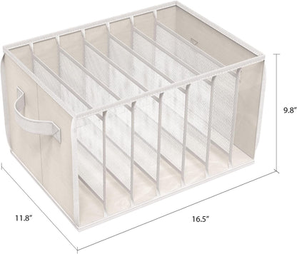 Wardrobe Clothes Organizer Storage Bin with Dividers, 3 Pack