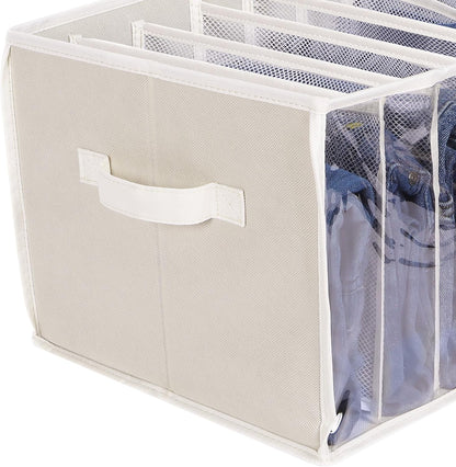 Wardrobe Clothes Organizer Storage Bin with Dividers, 3 Pack