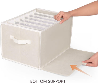 Wardrobe Clothes Organizer Storage Bin with Dividers, 3 Pack