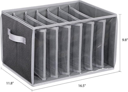 Wardrobe Clothes Organizer Storage Bin with Dividers, 3 Pack