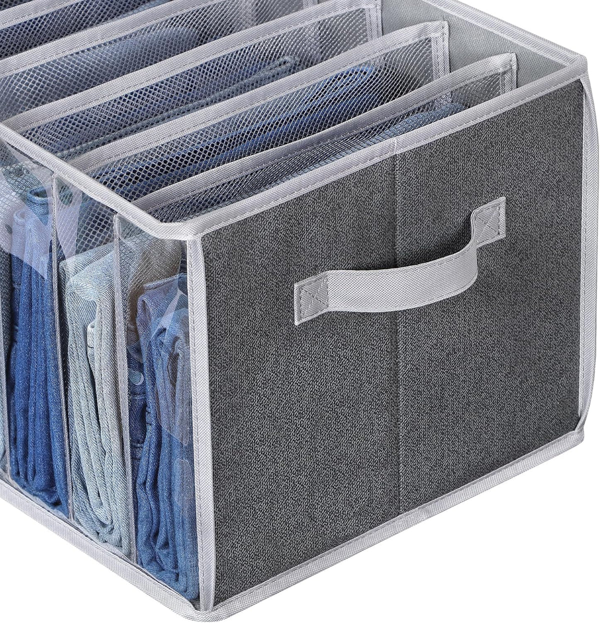 Wardrobe Clothes Organizer Storage Bin with Dividers, 3 Pack