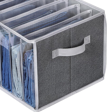 Wardrobe Clothes Organizer Storage Bin with Dividers, 3 Pack