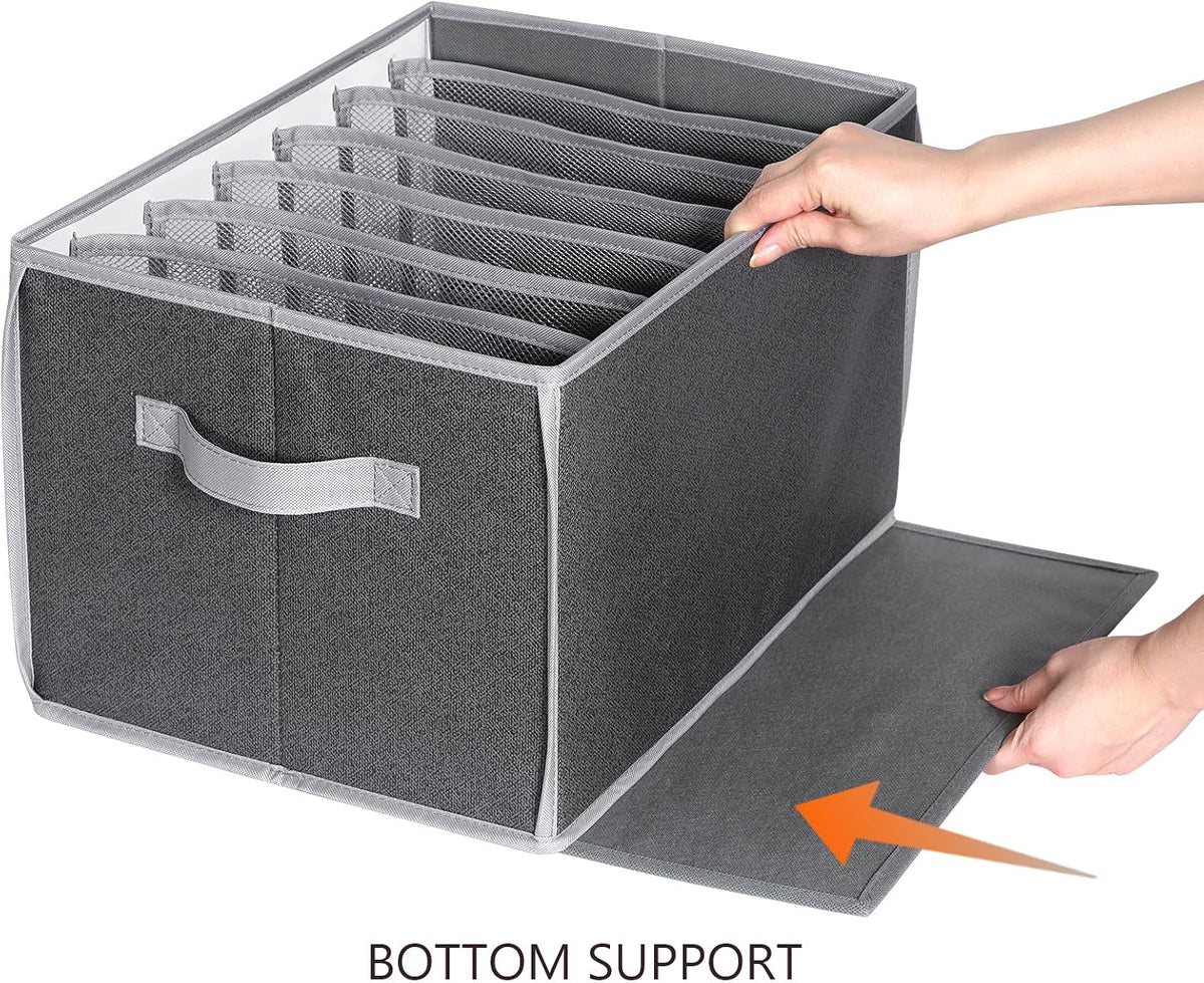 Wardrobe Clothes Organizer Storage Bin with Dividers, 3 Pack