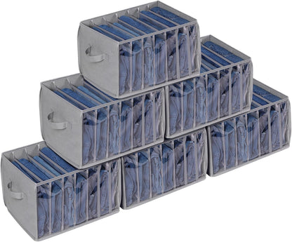 Wardrobe Clothes Organizer Storage Bin with Dividers, 3 Pack