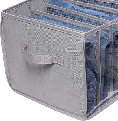 Wardrobe Clothes Organizer Storage Bin with Dividers, 3 Pack