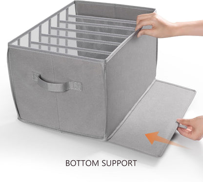 Wardrobe Clothes Organizer Storage Bin with Dividers, 3 Pack