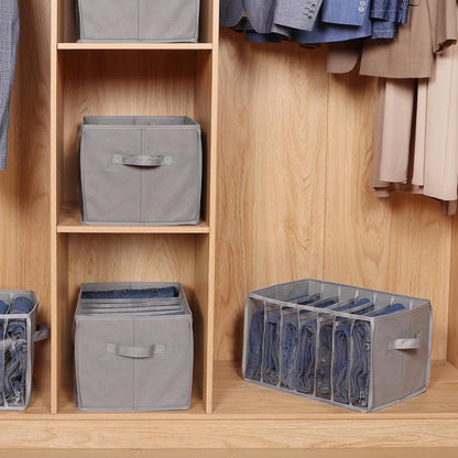 Wardrobe Clothes Organizer Storage Bin with Dividers, 3 Pack