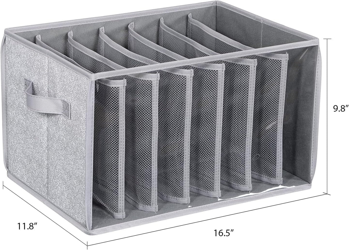 Wardrobe Clothes Organizer Storage Bin with Dividers, 3 Pack