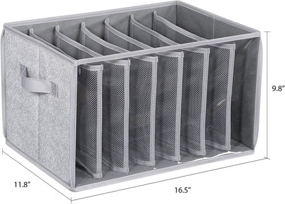 Wardrobe Clothes Organizer Storage Bin with Dividers, 3 Pack