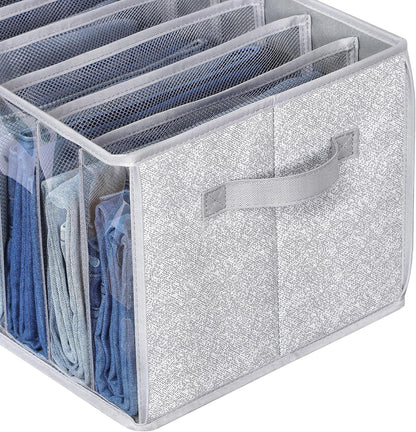 Wardrobe Clothes Organizer Storage Bin with Dividers, 3 Pack