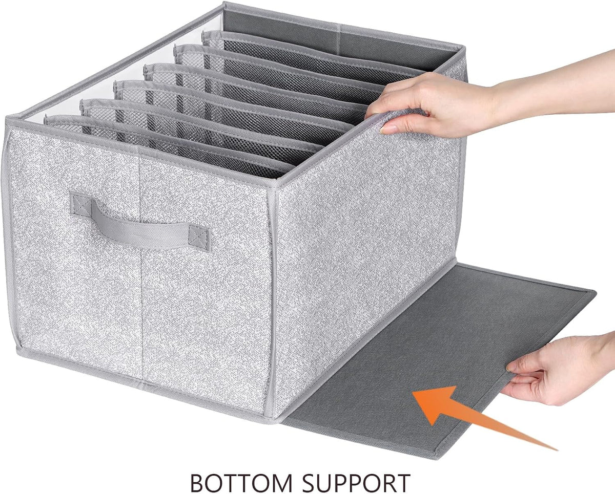 Wardrobe Clothes Organizer Storage Bin with Dividers, 3 Pack