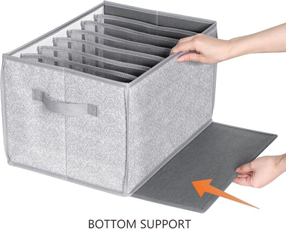 Wardrobe Clothes Organizer Storage Bin with Dividers, 3 Pack
