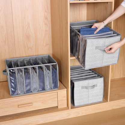 Wardrobe Clothes Organizer Storage Bin with Dividers, 3 Pack