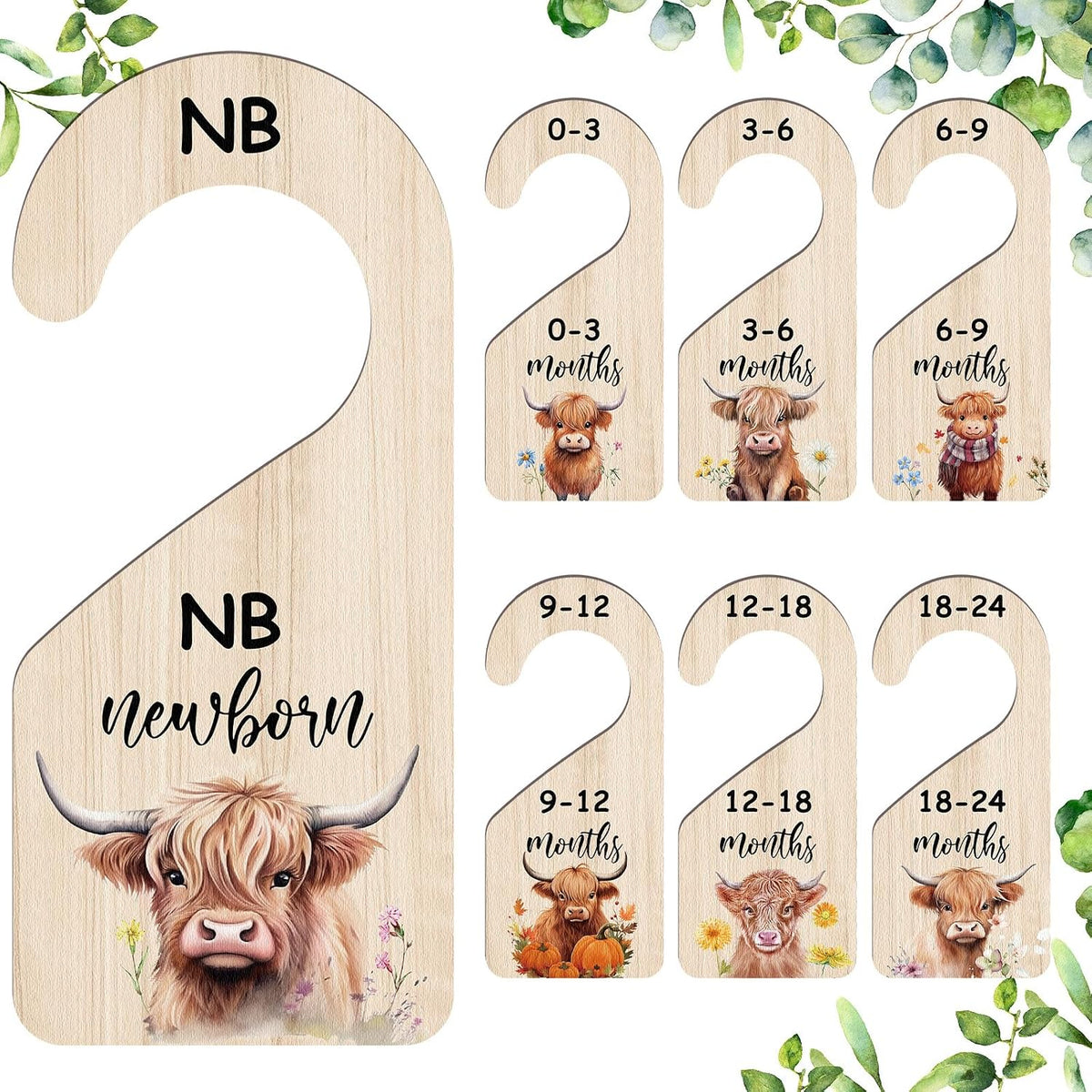 7 Pcs Retro Goose Baby Closet Dividers for Clothes Organizer Double Sided Wooden Nursery Closet Dividers for Baby Boy Girl Newborn to 24 Months Home Nursery Supplies