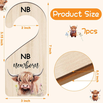 7 Pcs Retro Goose Baby Closet Dividers for Clothes Organizer Double Sided Wooden Nursery Closet Dividers for Baby Boy Girl Newborn to 24 Months Home Nursery Supplies