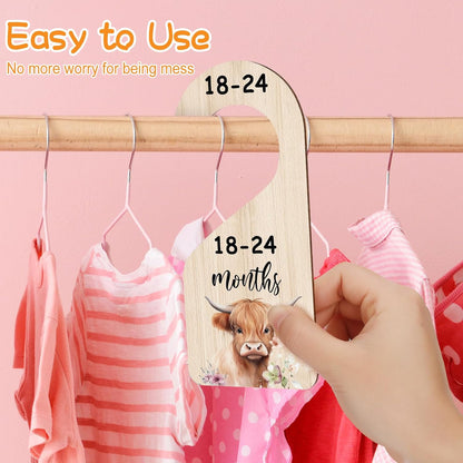 7 Pcs Retro Goose Baby Closet Dividers for Clothes Organizer Double Sided Wooden Nursery Closet Dividers for Baby Boy Girl Newborn to 24 Months Home Nursery Supplies