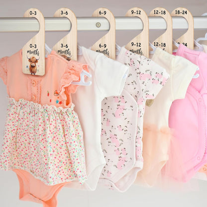 7 Pcs Retro Goose Baby Closet Dividers for Clothes Organizer Double Sided Wooden Nursery Closet Dividers for Baby Boy Girl Newborn to 24 Months Home Nursery Supplies