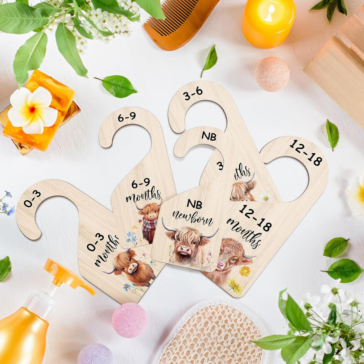7 Pcs Retro Goose Baby Closet Dividers for Clothes Organizer Double Sided Wooden Nursery Closet Dividers for Baby Boy Girl Newborn to 24 Months Home Nursery Supplies