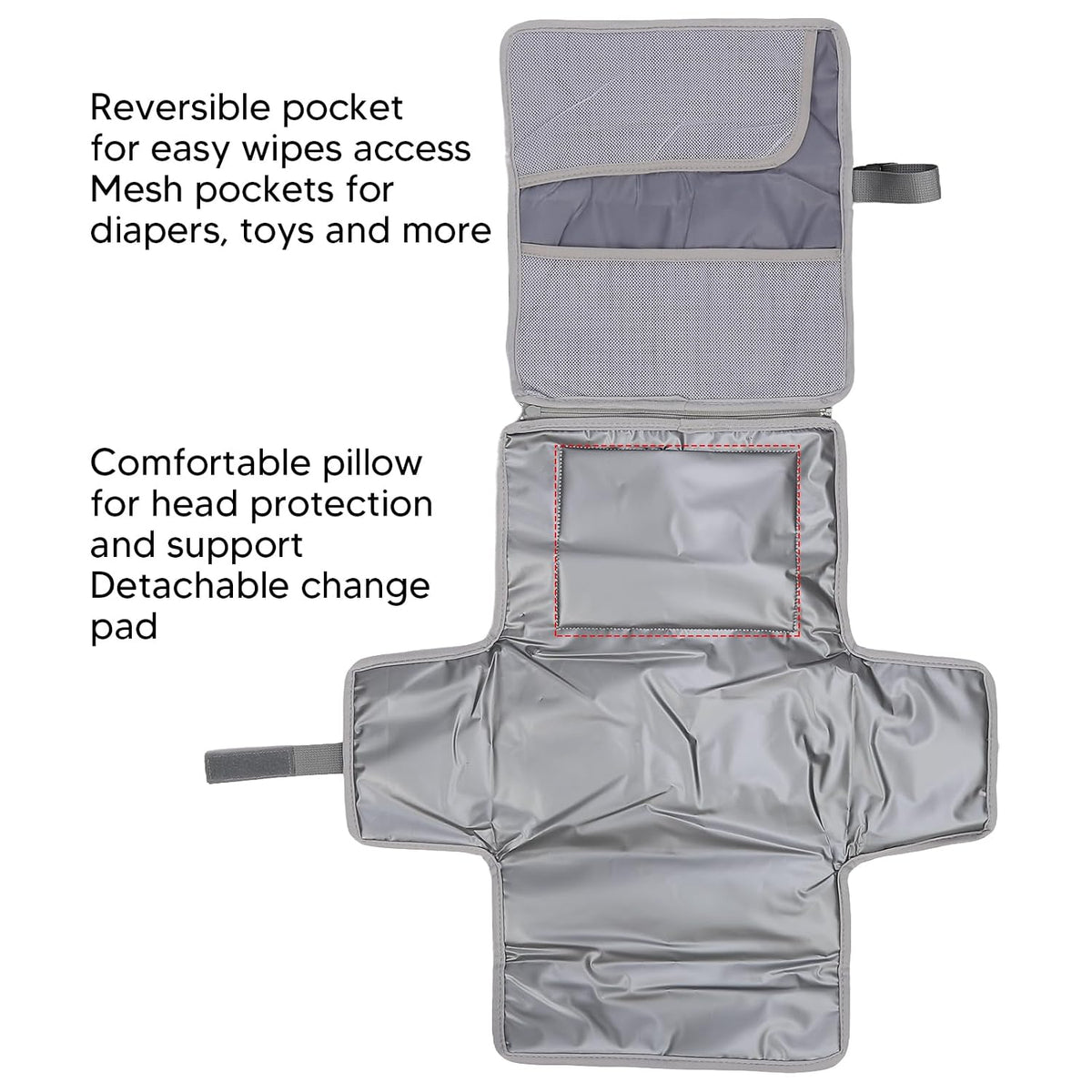 Portable Detachable Travel Change Pad with and Multi Function Storage for Diaper Changes