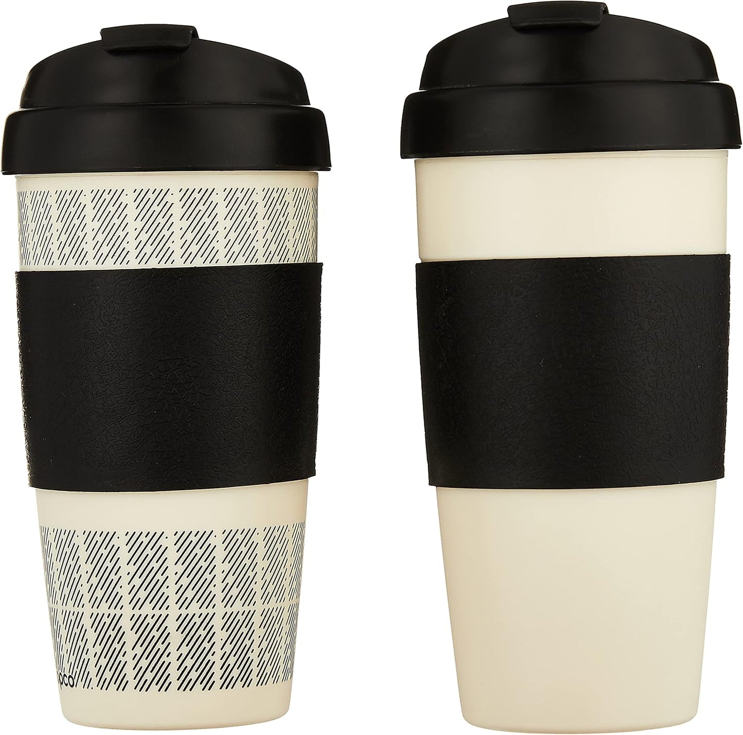 5237160 Reusable, Insulated Double Wall Travel Mugs 16-ounce White/Black , 2 Count ( Pack of 1)