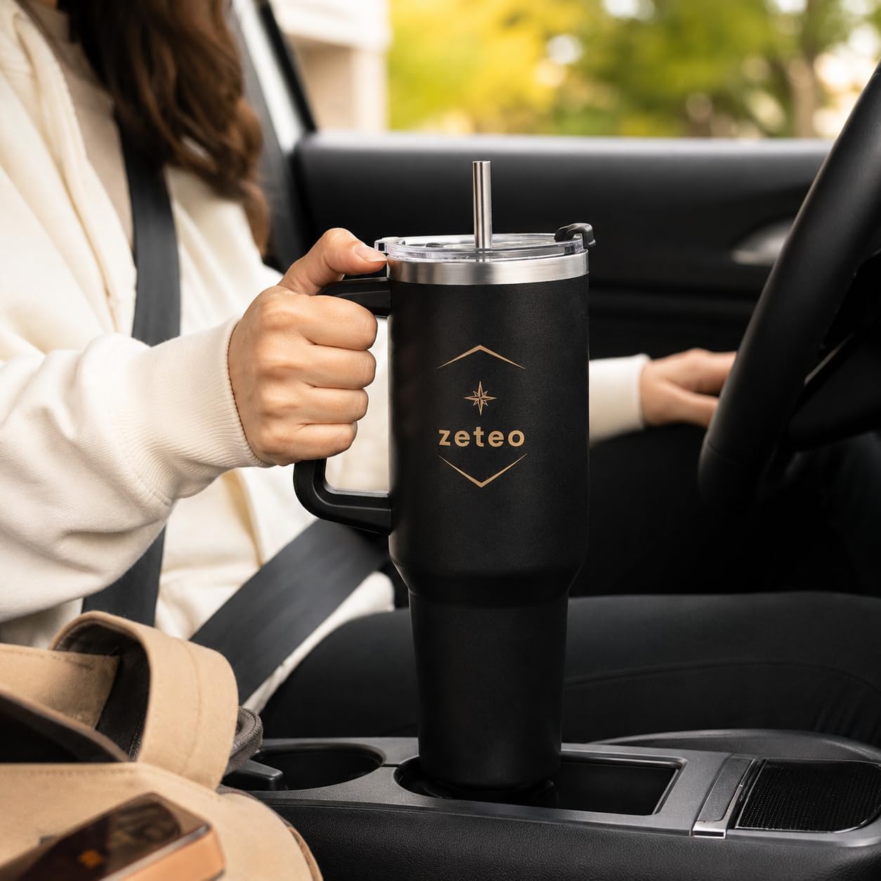40 oz Insulated Tumbler with Handle and Straw — Stainless Steel Travel Mug for Long Shifts, Gym, Commute & Everyday Use — Vacuum Insulated, Leakproof Lid, BPA-Free, Cup Holder Friendly