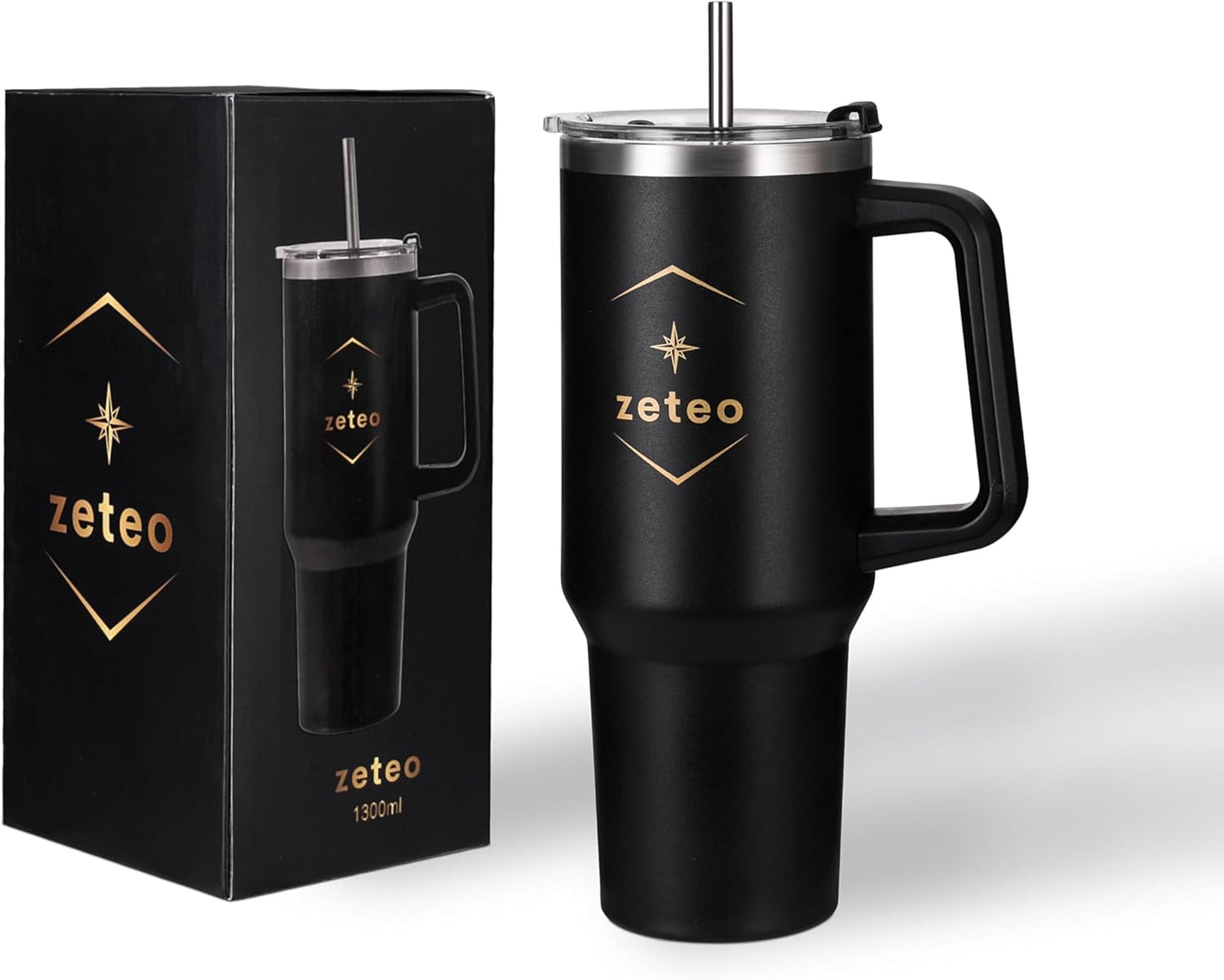 40 oz Insulated Tumbler with Handle and Straw — Stainless Steel Travel Mug for Long Shifts, Gym, Commute & Everyday Use — Vacuum Insulated, Leakproof Lid, BPA-Free, Cup Holder Friendly