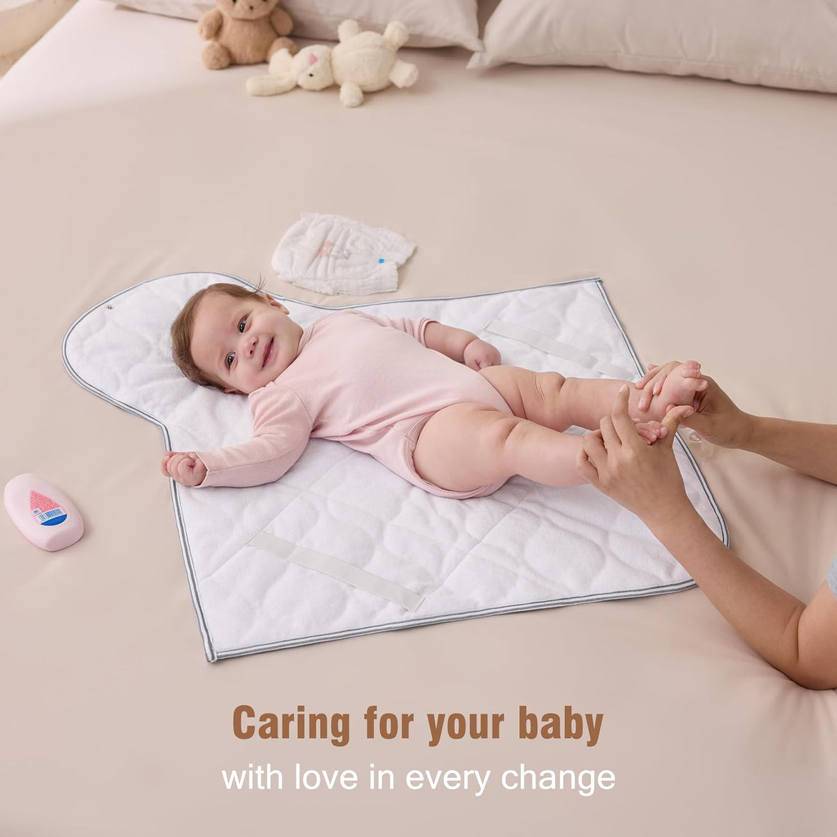 Baby Portable Changing Pad, Waterproof & Wipeable Diaper Changing Mat with Carrying Bag, Foldable Changing Mat for Travel, Newborn Shower Gifts