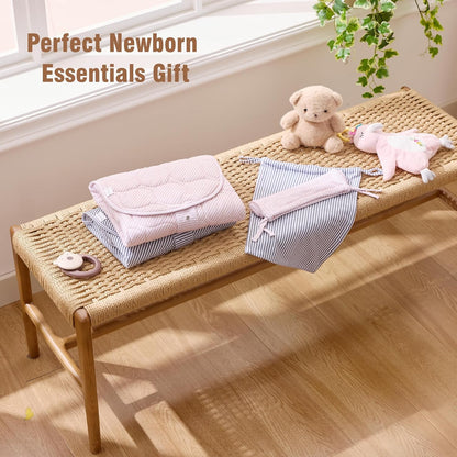 Baby Portable Changing Pad, Waterproof & Wipeable Diaper Changing Mat with Carrying Bag, Foldable Changing Mat for Travel, Newborn Shower Gifts