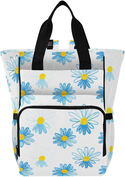Diaper Bag Backpack, Multifunction Travel Bag for Moms Dads, Baby Changing Bag with Insulted Pockets, Stroller Straps and Side Bottle Pockets Daisy Chain Pattern