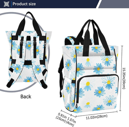 Diaper Bag Backpack, Multifunction Travel Bag for Moms Dads, Baby Changing Bag with Insulted Pockets, Stroller Straps and Side Bottle Pockets Daisy Chain Pattern