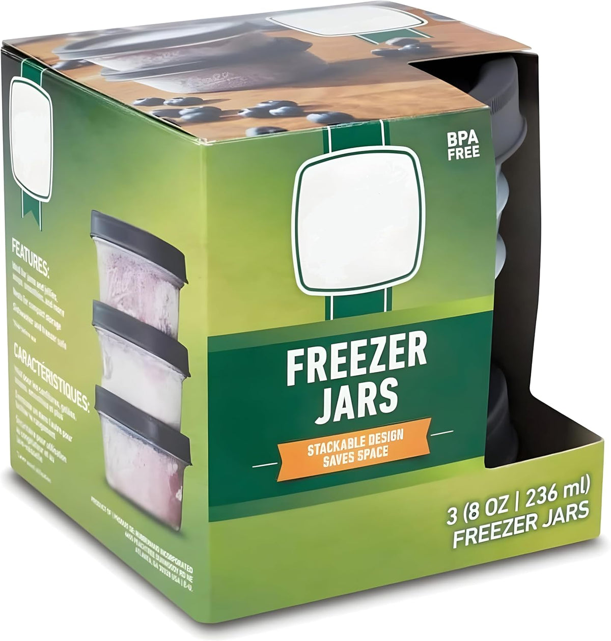 Pack of 3 Freezer Jars 8 oz (Half Pint 3pk)