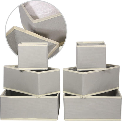 12 Pack Foldable Cloth Storage Box Closet Dresser Drawer Organizer Fabric Baskets Bins Containers Divider for Baby Clothes Underwear Bras Socks Lingerie Clothing,Grey 444