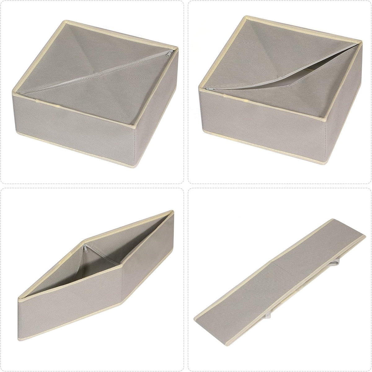 12 Pack Foldable Cloth Storage Box Closet Dresser Drawer Organizer Fabric Baskets Bins Containers Divider for Baby Clothes Underwear Bras Socks Lingerie Clothing,Grey 444