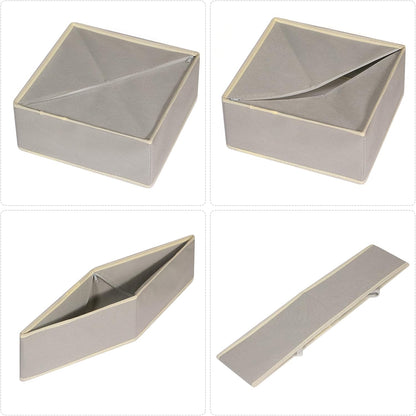 12 Pack Foldable Cloth Storage Box Closet Dresser Drawer Organizer Fabric Baskets Bins Containers Divider for Baby Clothes Underwear Bras Socks Lingerie Clothing,Grey 444